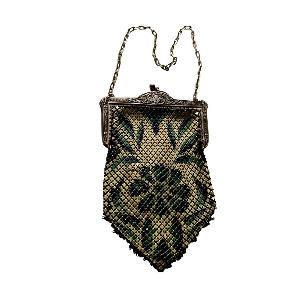 1920-1930's Vintage/Antique Signed MANDALIAN Mesh Enamel Flapper Bag